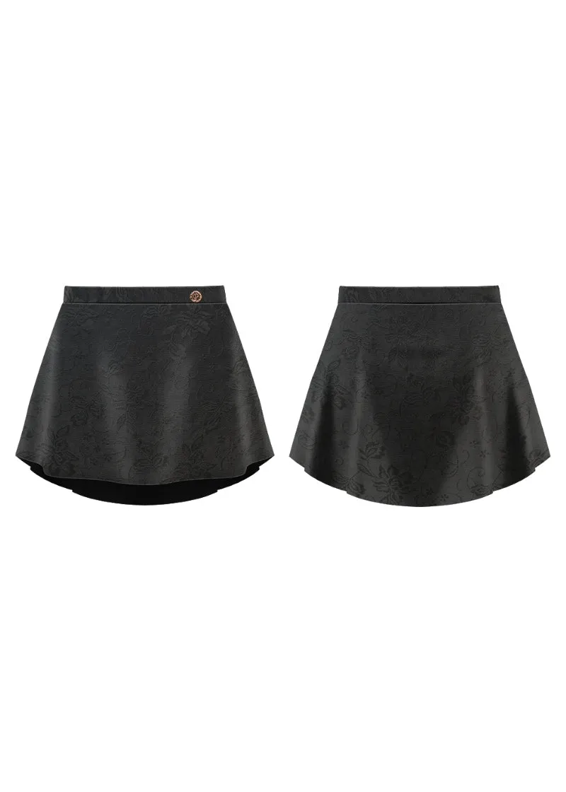ON SALE Mirabelle Pull-On Skirt (Ebony Lace)