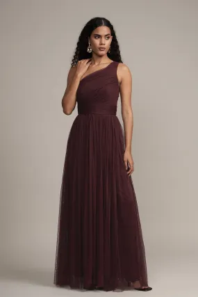 One Shoulder Maxi Dress in Plum