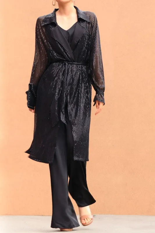 Oversized Sequin Trench Coat