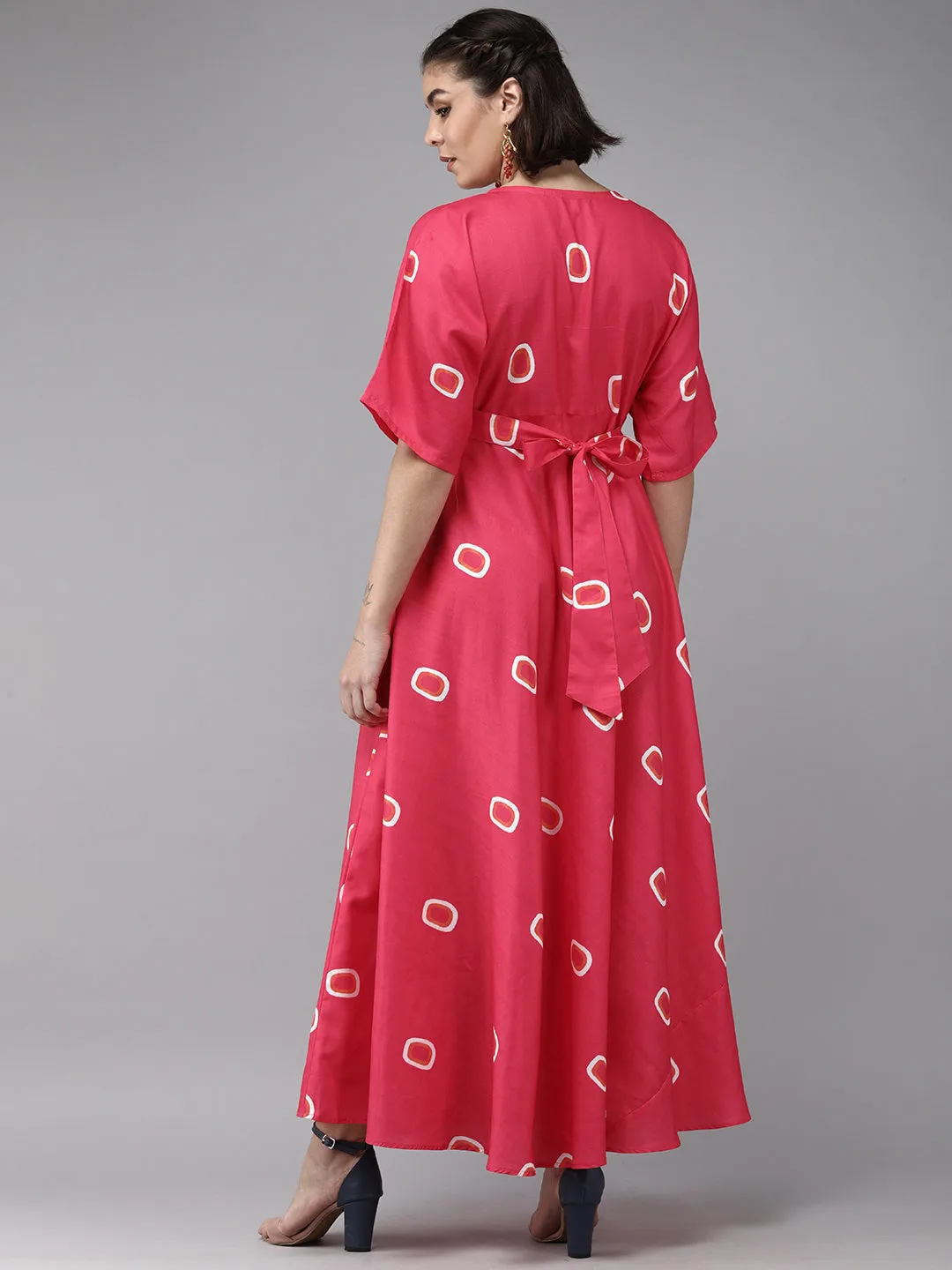 Pink Floral Print Maxi Dress