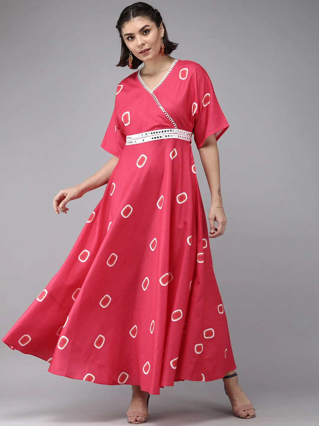 Pink Floral Print Maxi Dress