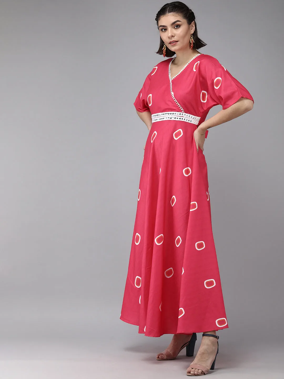 Pink Floral Print Maxi Dress