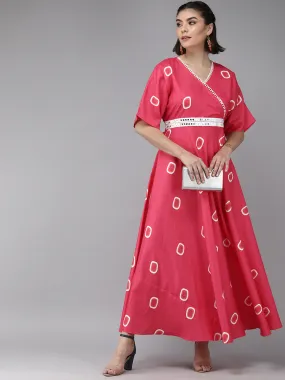 Pink Floral Print Maxi Dress