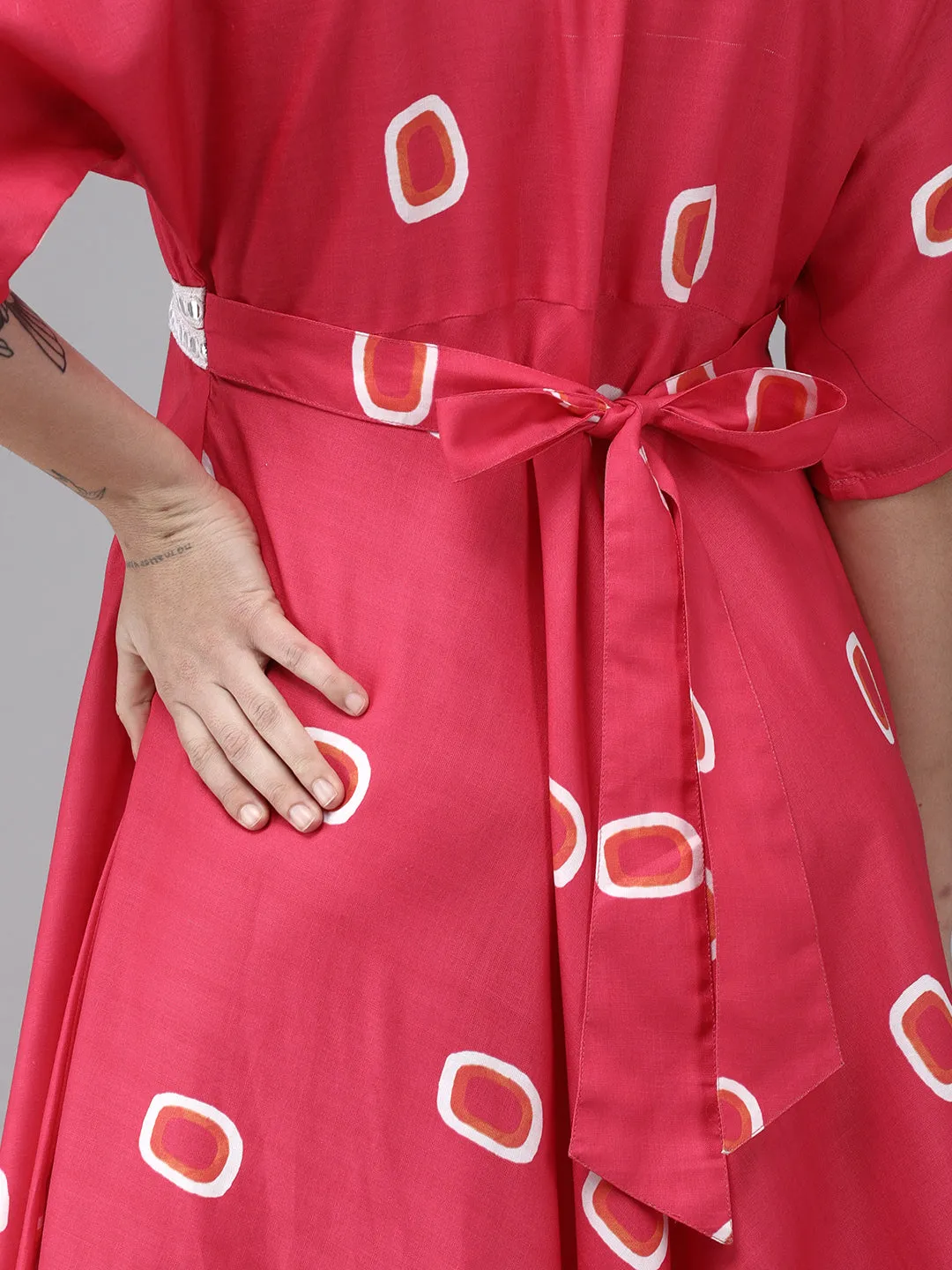 Pink Floral Print Maxi Dress