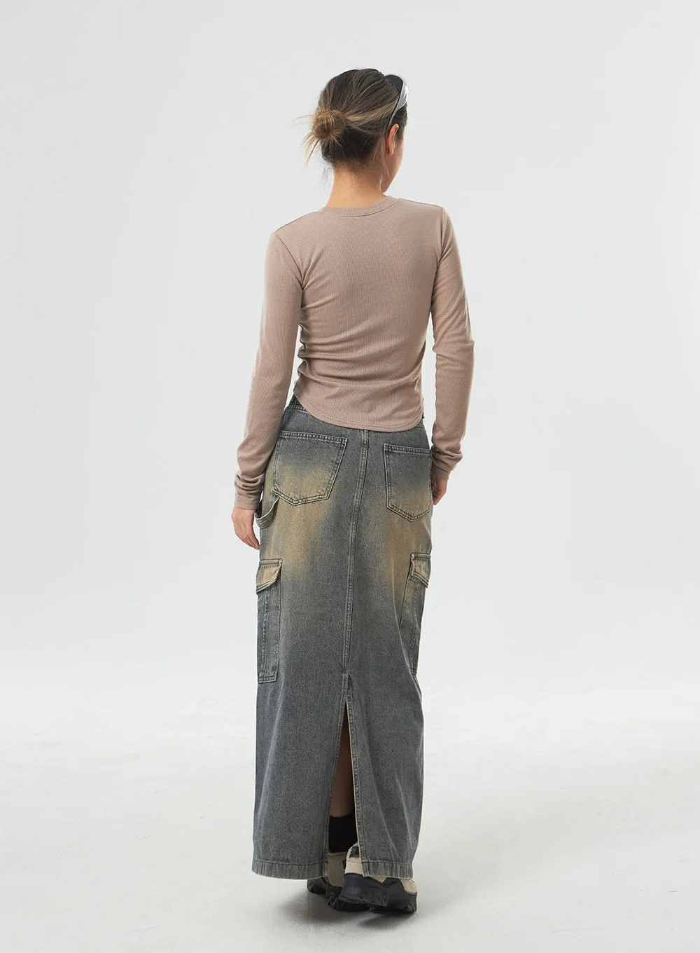 Pocket Maxi Denim Skirt CM330