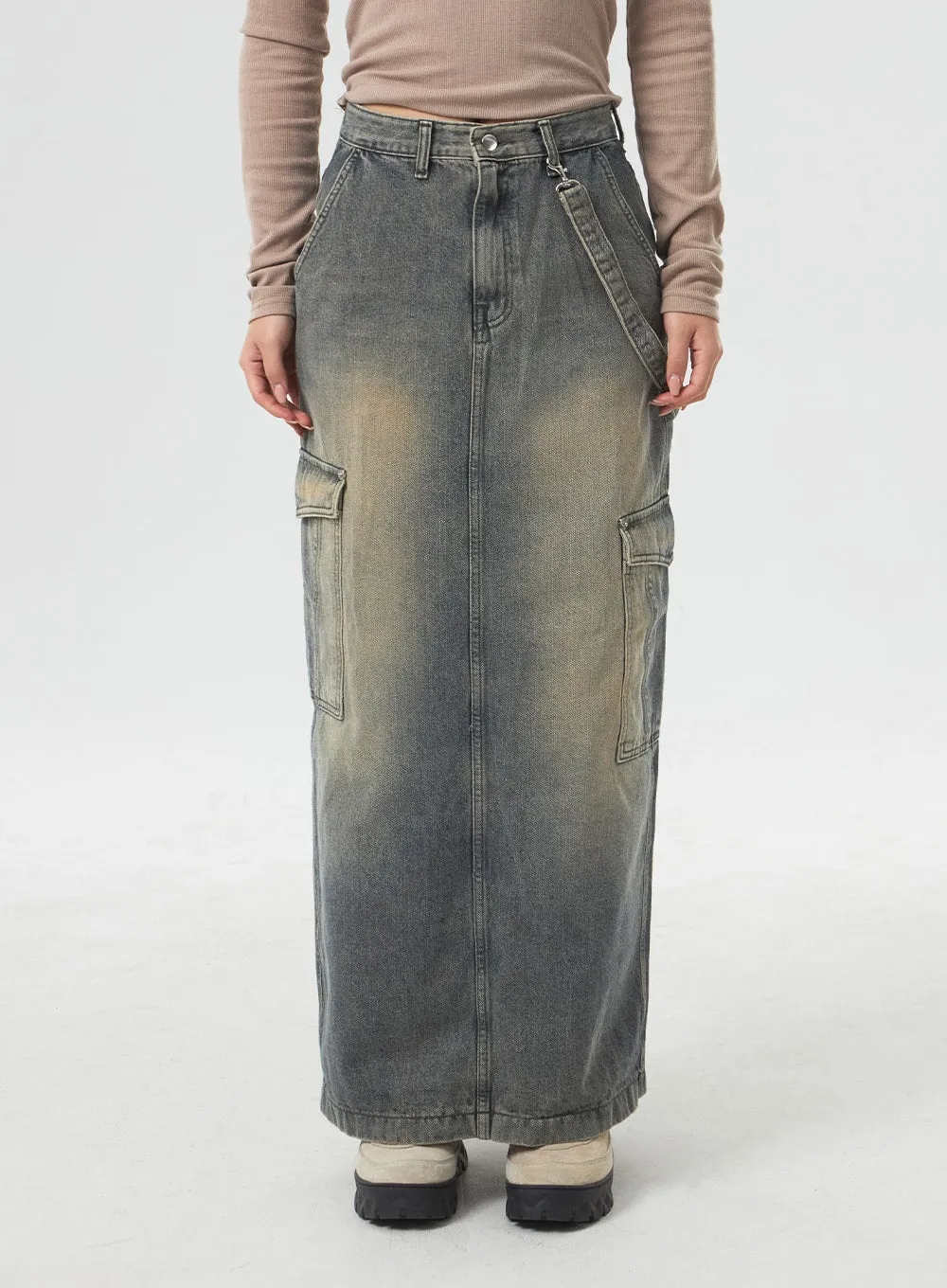 Pocket Maxi Denim Skirt CM330