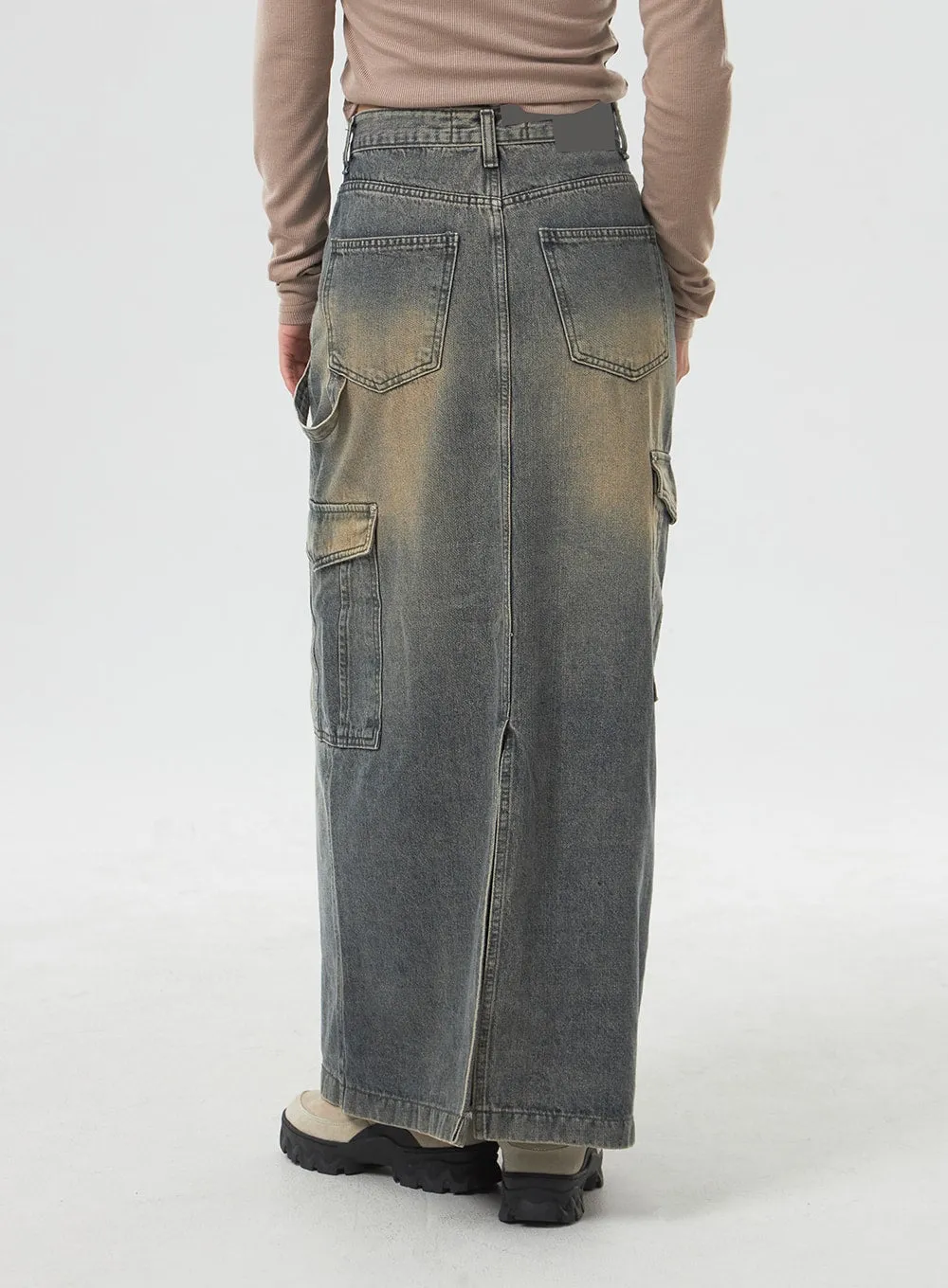 Pocket Maxi Denim Skirt CM330