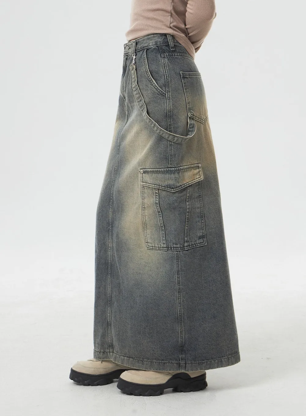 Pocket Maxi Denim Skirt CM330