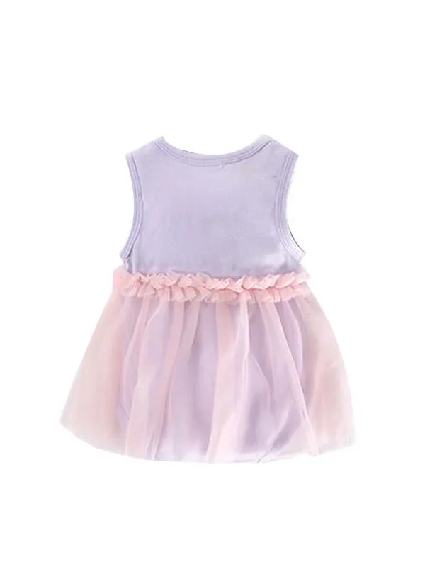 Purple Infant Baby Girls Cute Paneled Floral Tutu Party Dress Tulle Sleeveless