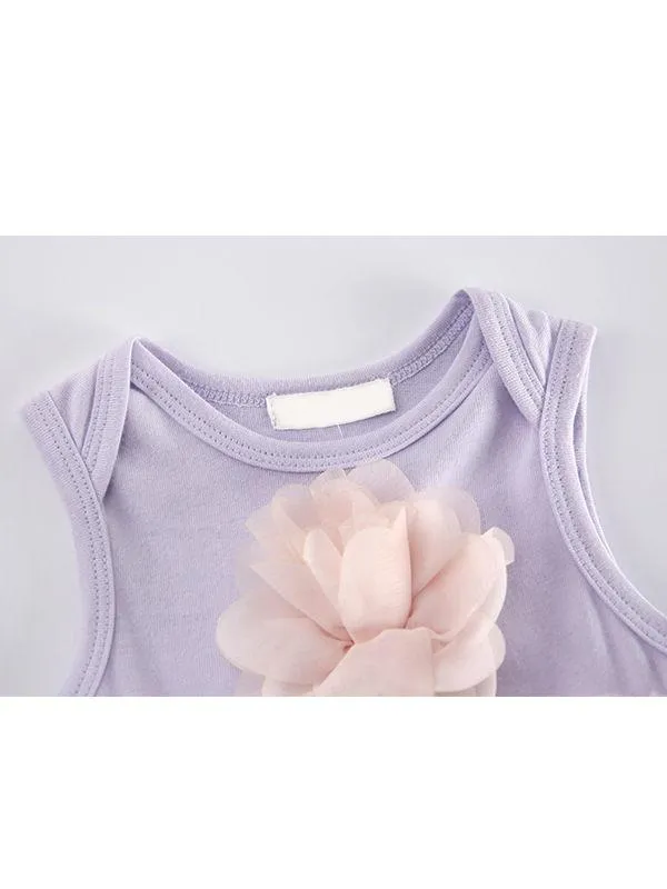 Purple Infant Baby Girls Cute Paneled Floral Tutu Party Dress Tulle Sleeveless