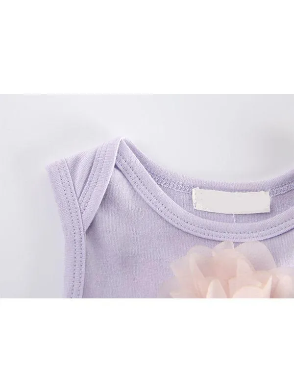 Purple Infant Baby Girls Cute Paneled Floral Tutu Party Dress Tulle Sleeveless