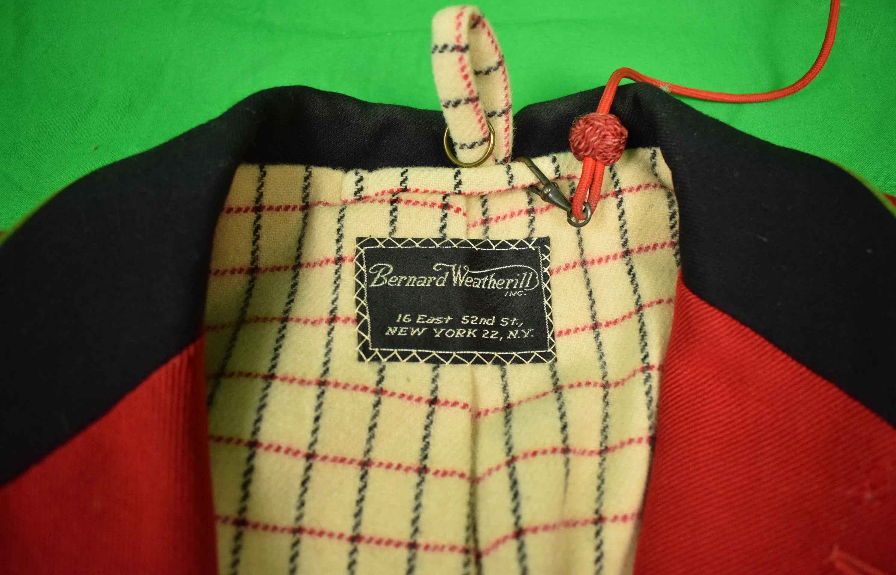 "Bernard Weatherill Millbrook Hunt Coat c1974 w/ Tattersall Lining" Sz 40R