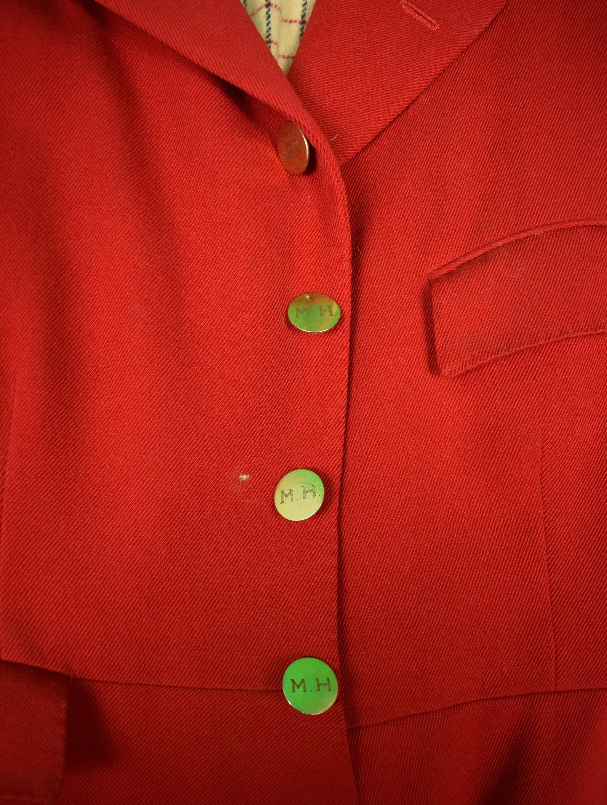 "Bernard Weatherill Millbrook Hunt Coat c1974 w/ Tattersall Lining" Sz 40R