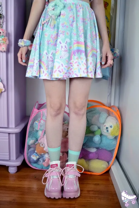 Rainbow Sweets mint skater skirt [made to order]