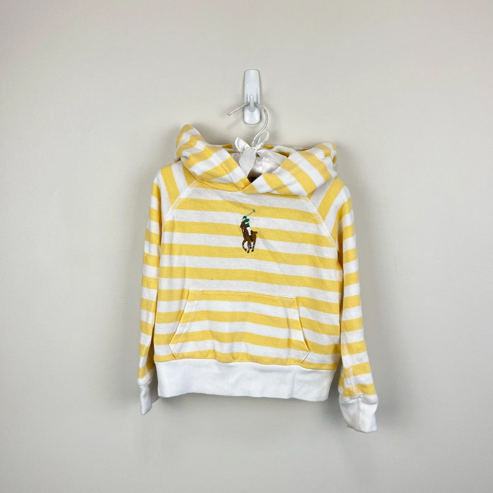 Ralph Lauren Kids Striped Cotton Hoodie Empire Yellow 3T