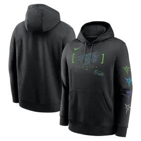 Rays Men's Nike Black City Connect Tampa Bay Florida Burst Sleeve Fleece Hoodie