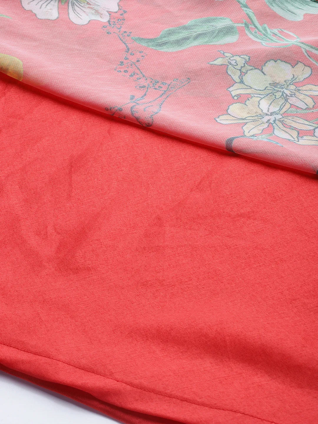Red Floral Geogette Maxi Dress