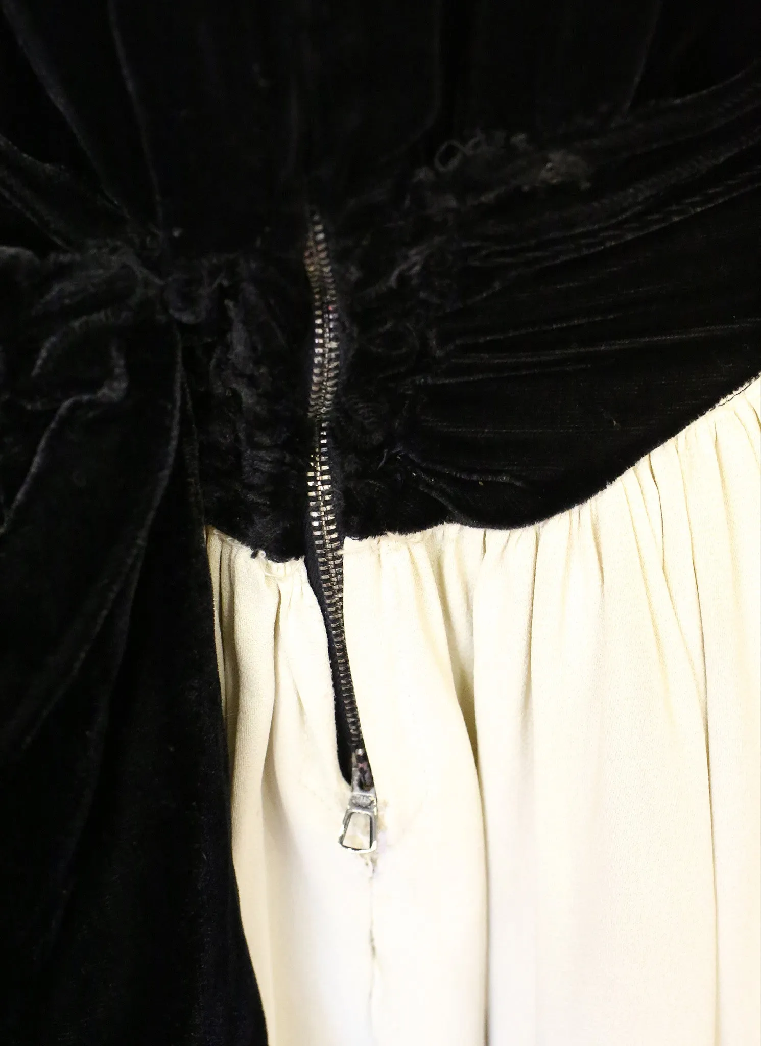 RESERVED Vintage 1940s Monochrome Velvet Crepe Dress