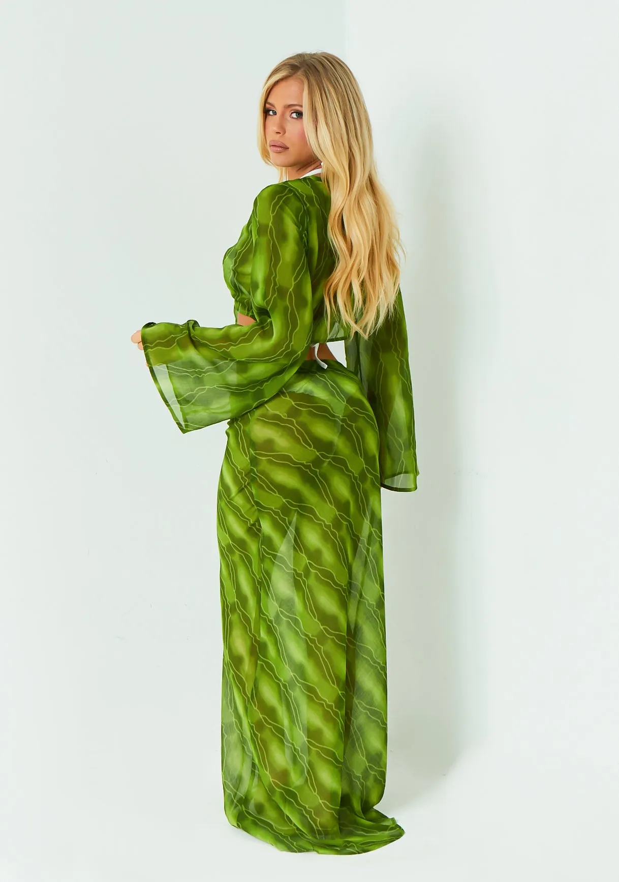 Rose Green Maxi Skirt