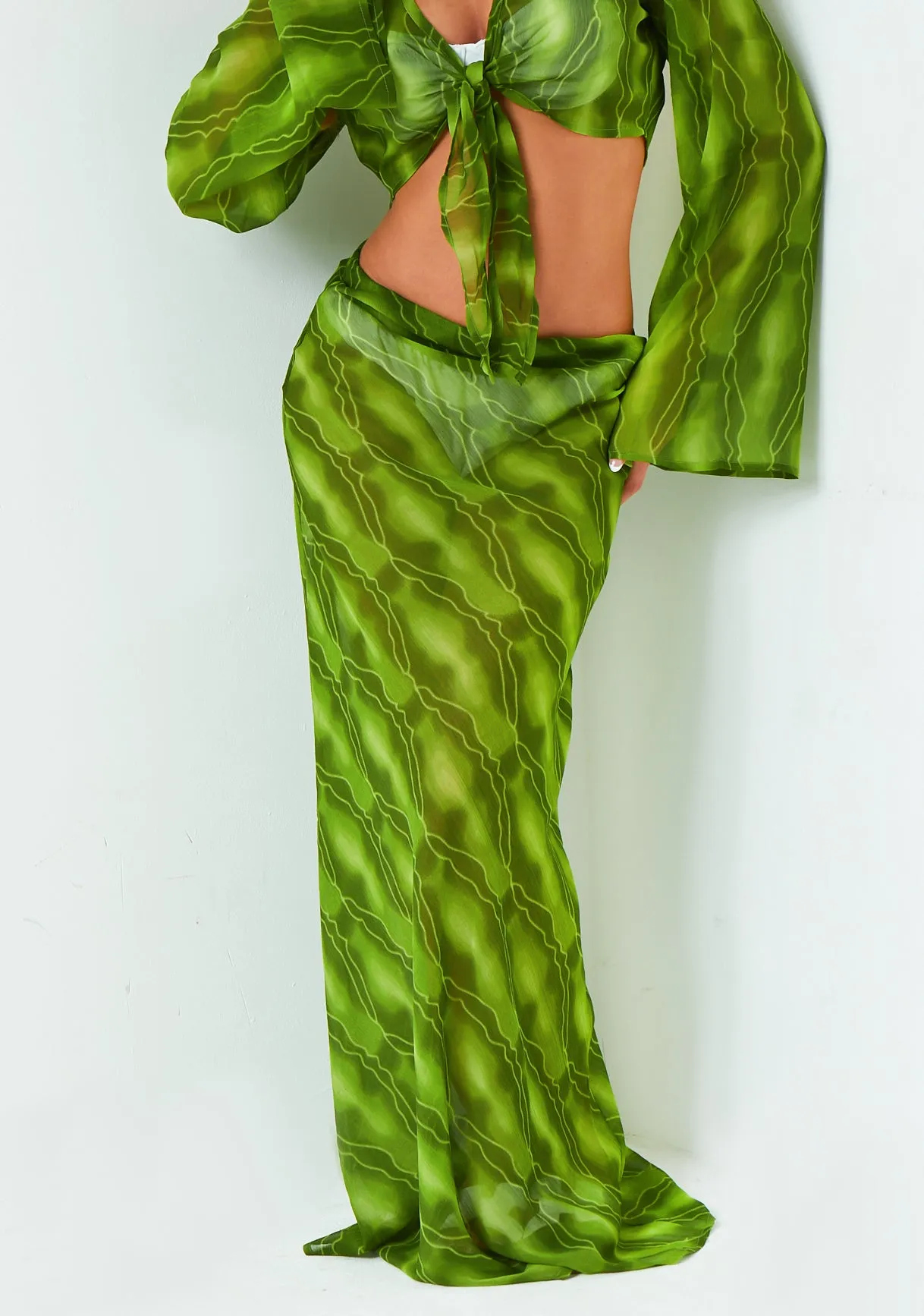 Rose Green Maxi Skirt