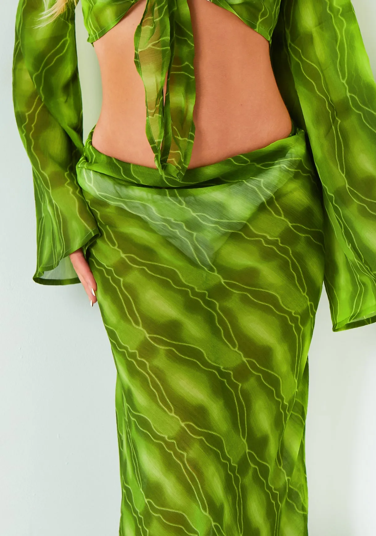 Rose Green Maxi Skirt