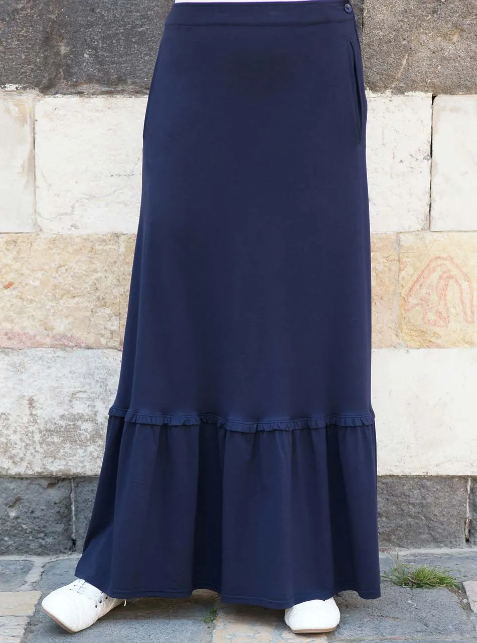 Ruffled Jersey Maxi Skirt
