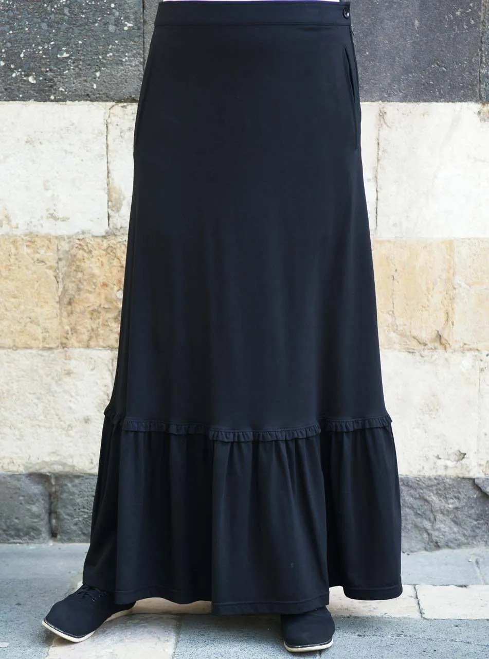 Ruffled Jersey Maxi Skirt