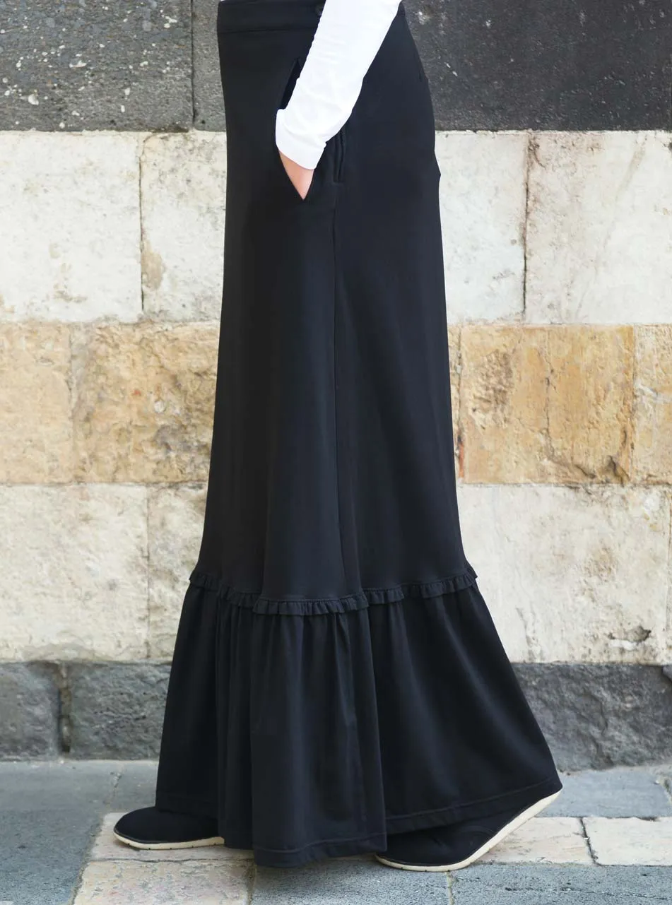 Ruffled Jersey Maxi Skirt
