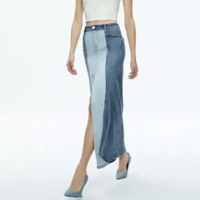 Rye Two Tone Maxi Denim Skirt