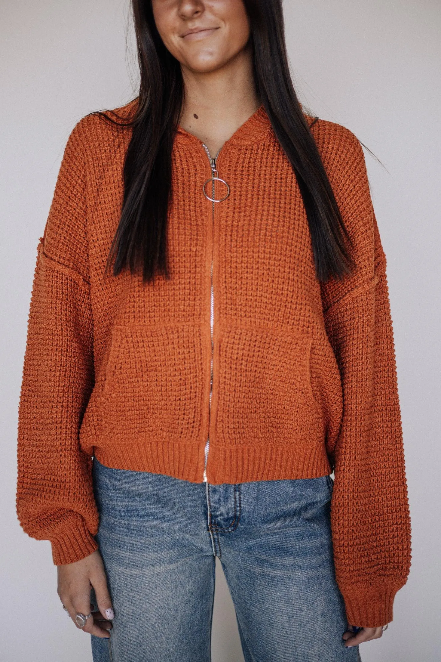 Sarah Sweater Jacket in Rust