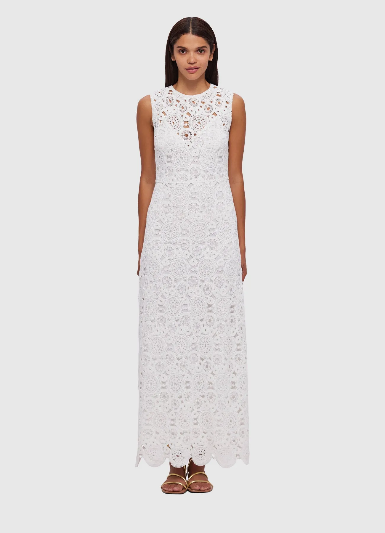 Serena Crochet Midi Dress - Snow