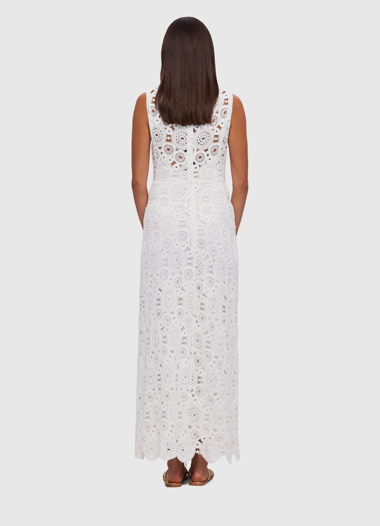 Serena Crochet Midi Dress - Snow