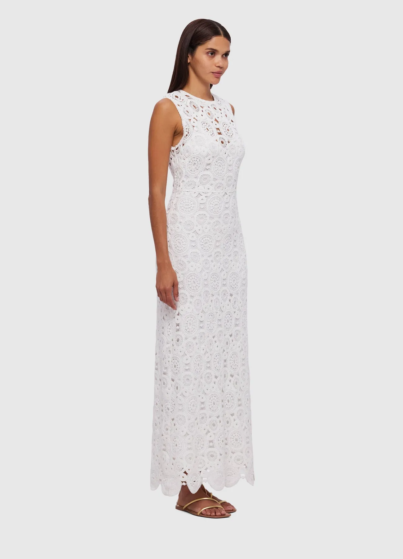 Serena Crochet Midi Dress - Snow