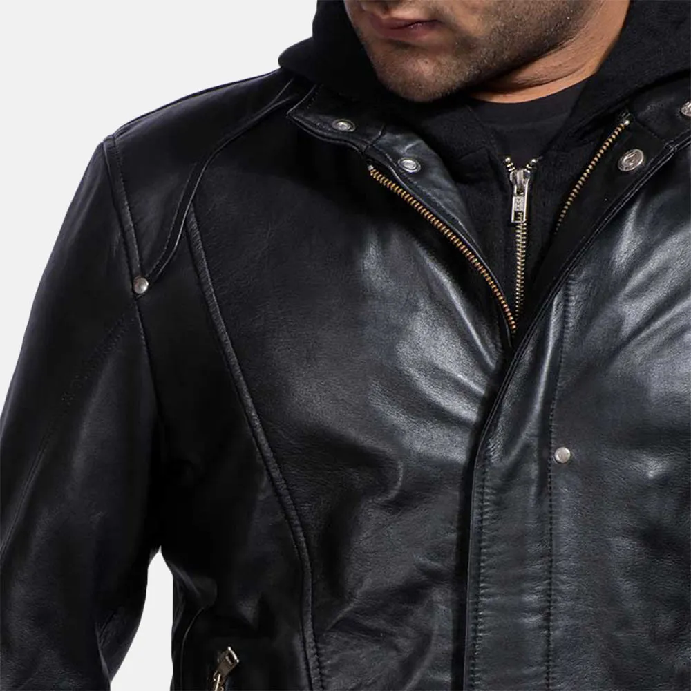 Sheep Leather Jacket with removable hood