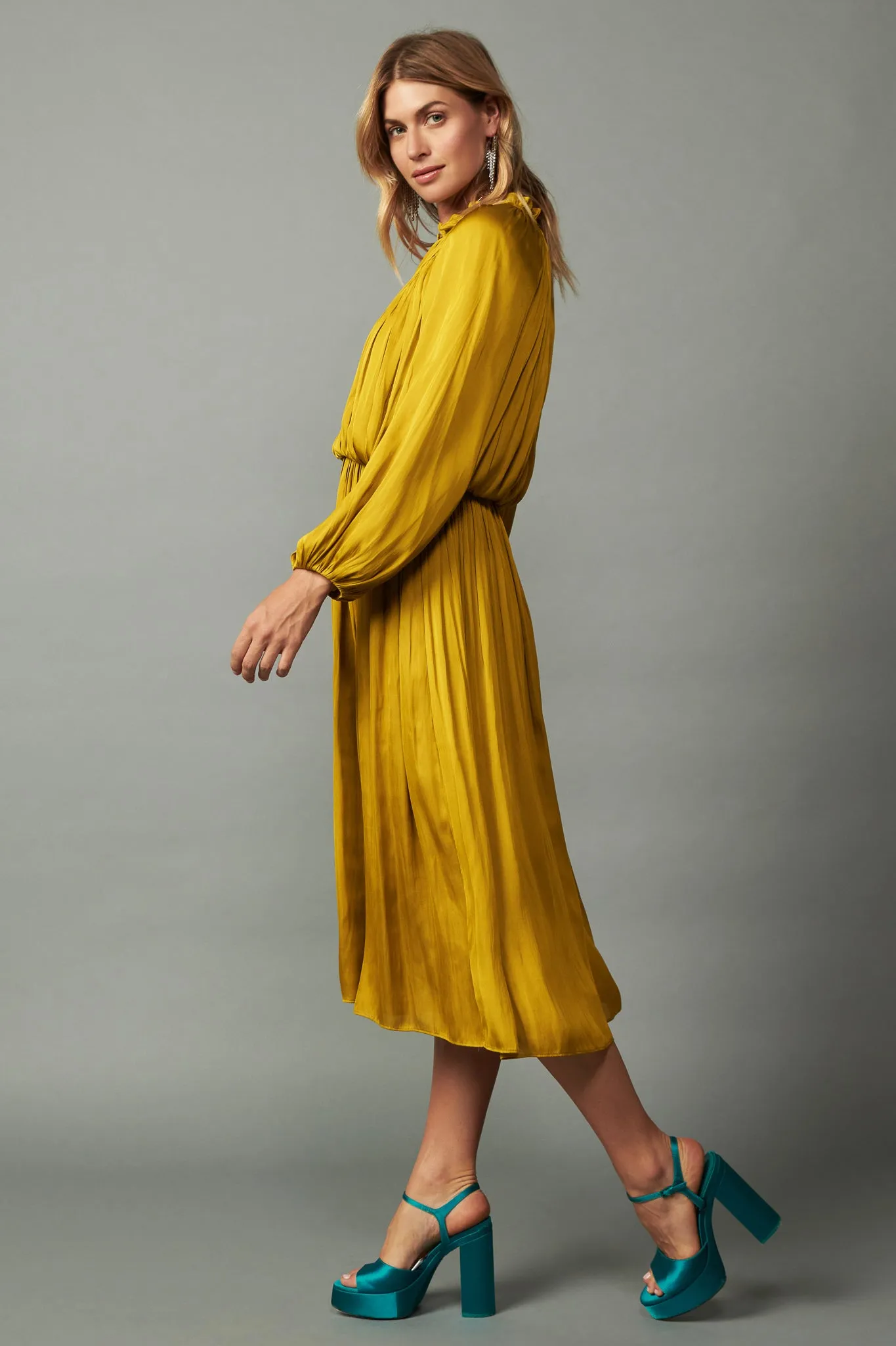Shirred Yoke Maxi Dress