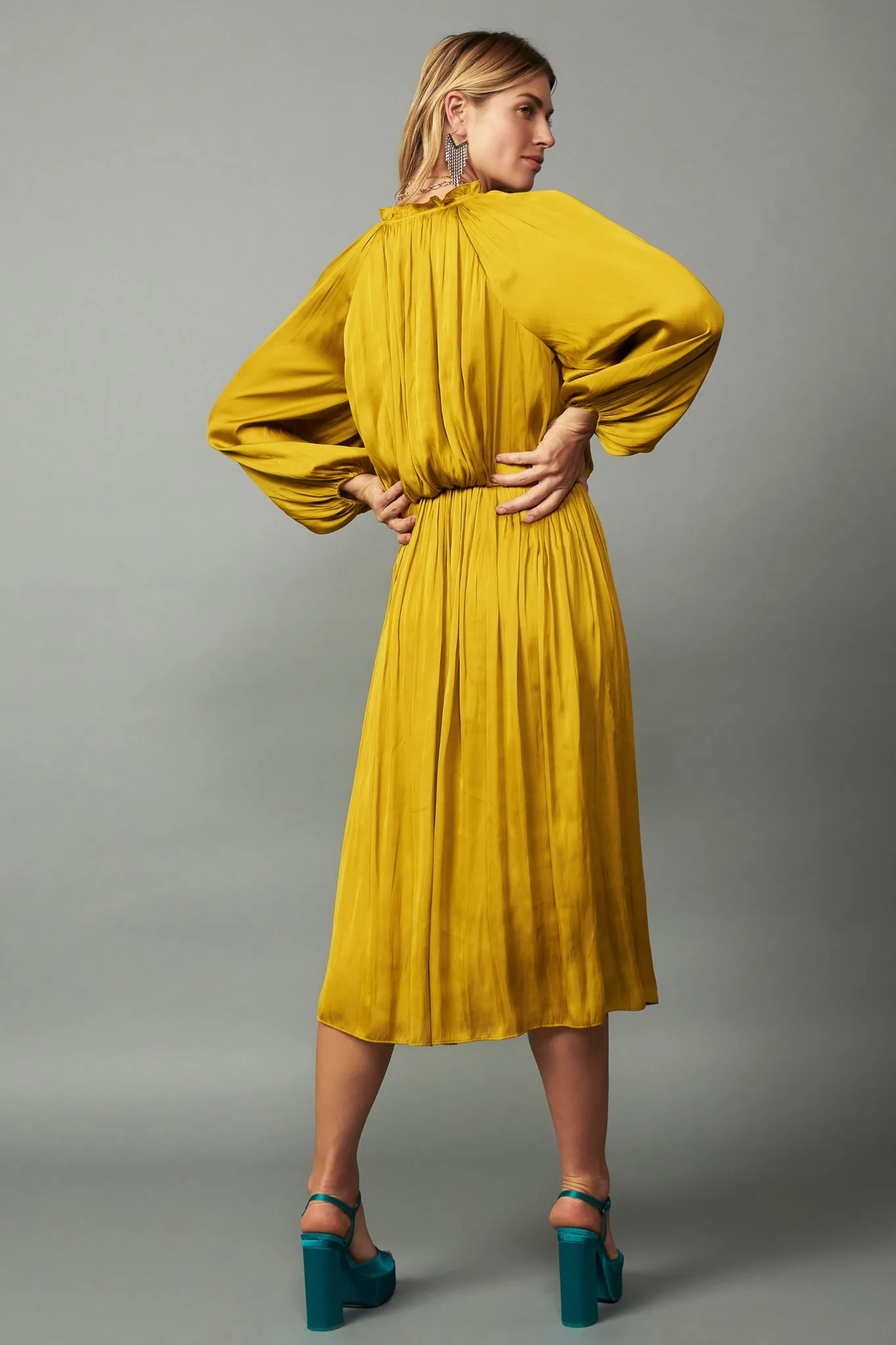 Shirred Yoke Maxi Dress