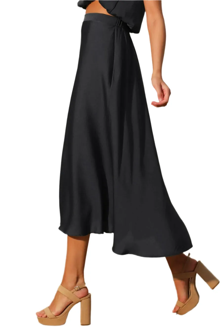 Silky Midi Swing Skirt