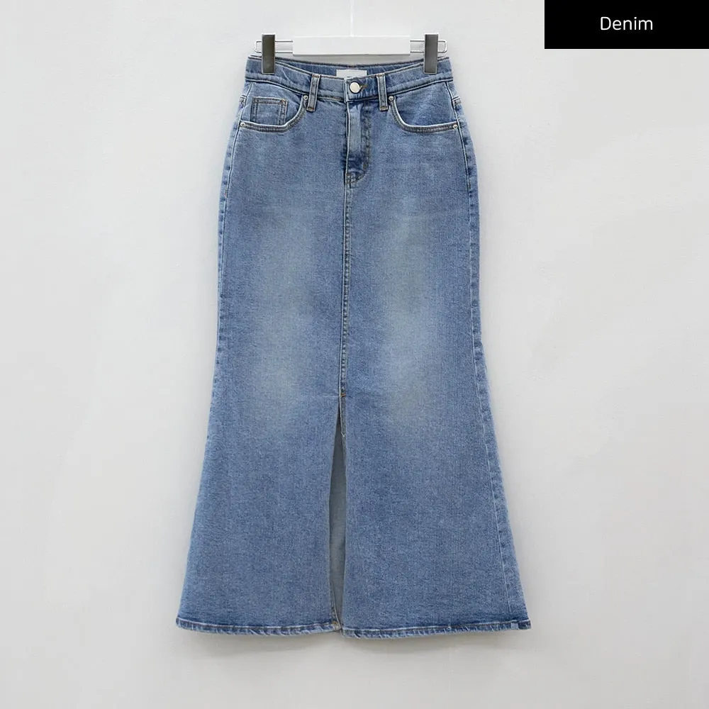Slit Mermaid Fit Denim Maxi Skirt BJ03