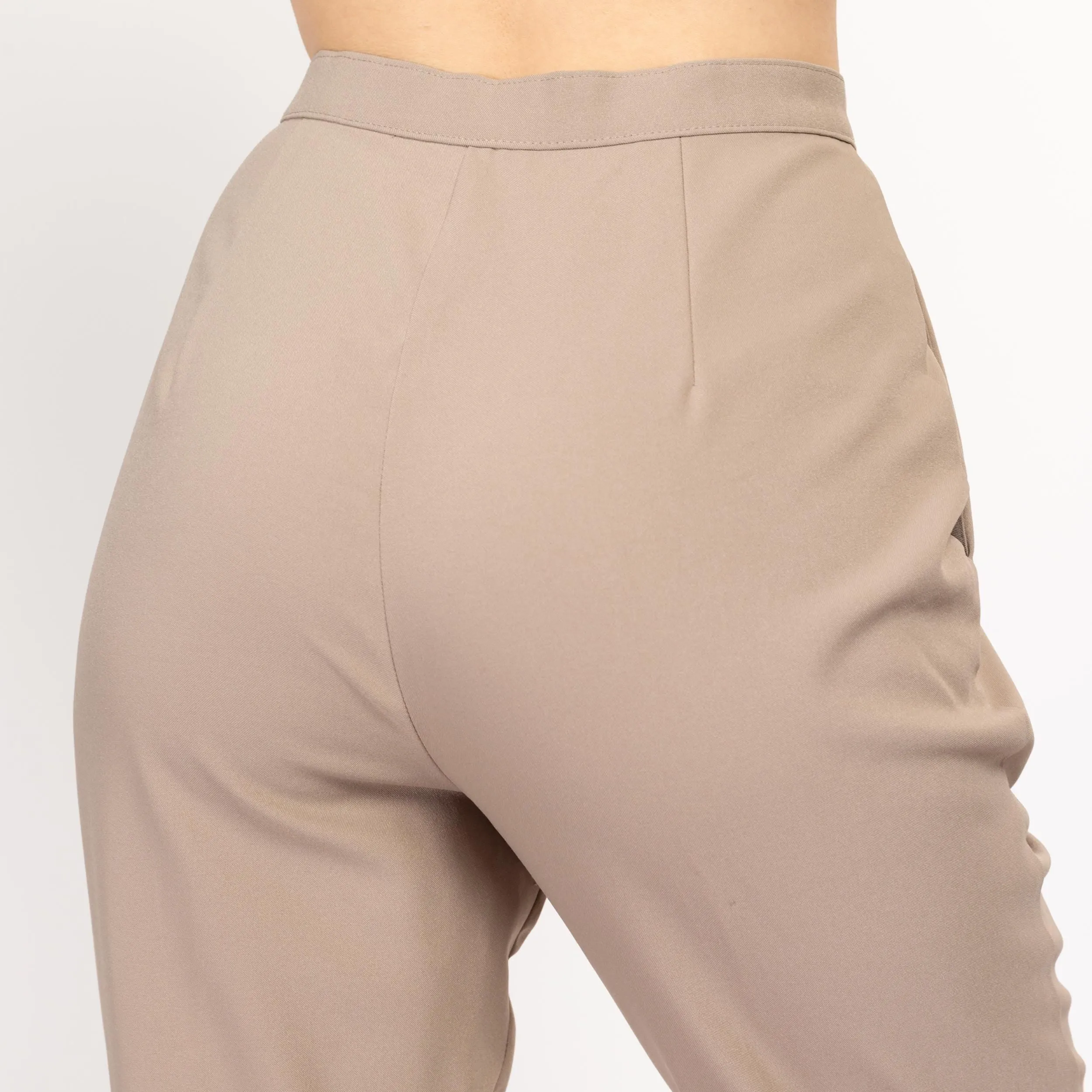 Small 80s High Waisted Khaki Trousers 26.5"