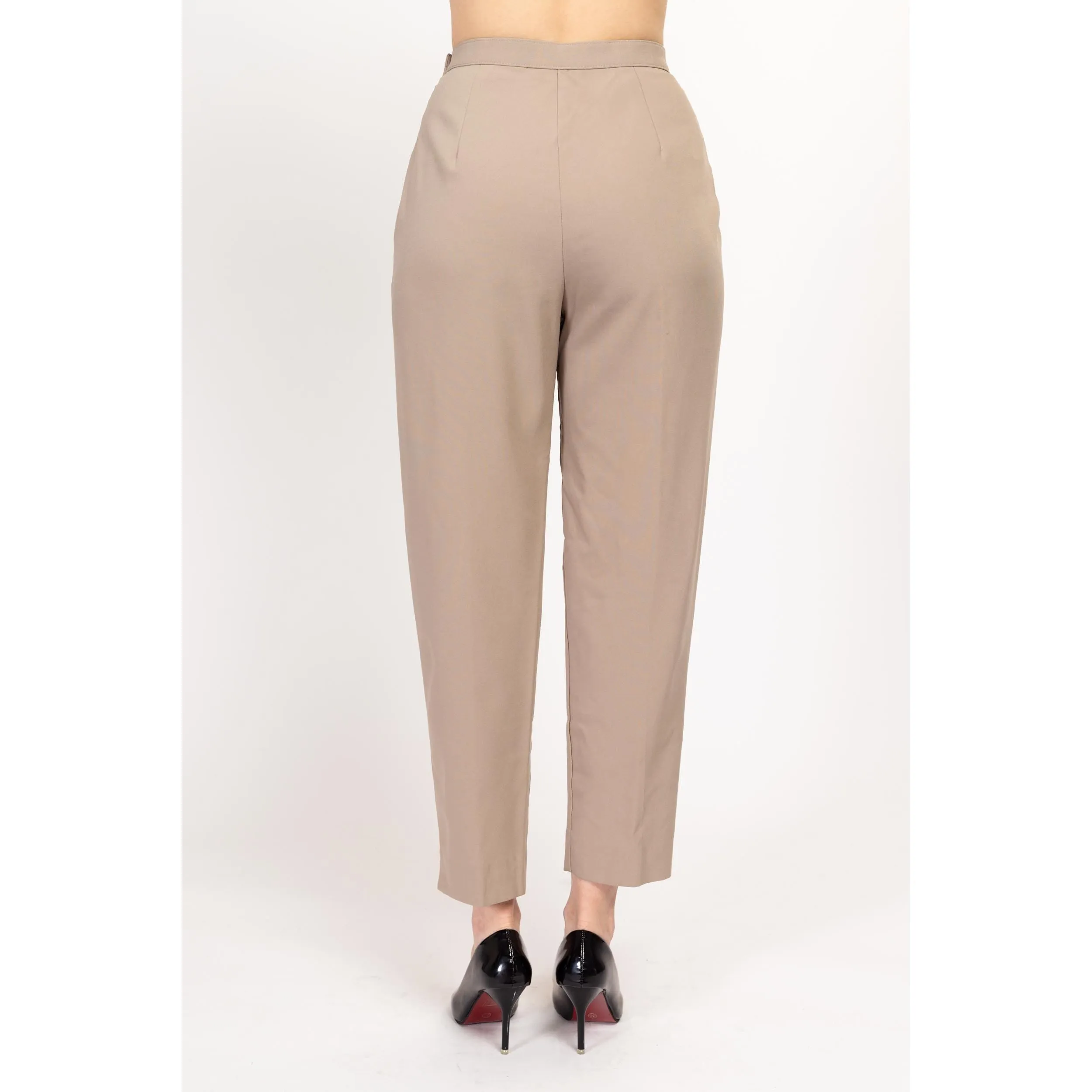 Small 80s High Waisted Khaki Trousers 26.5"