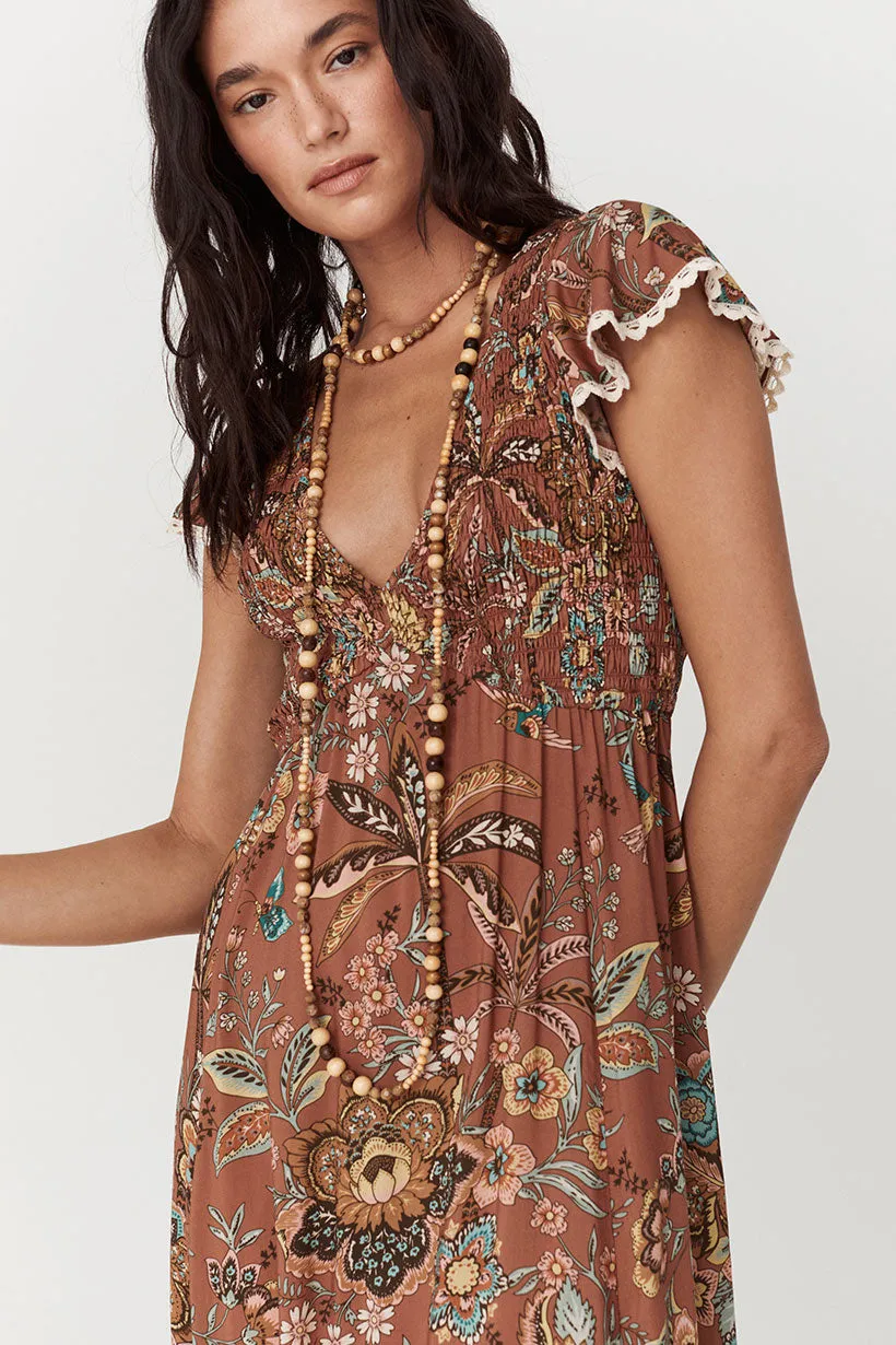 Spell - Mojave Shirred Gown - Amber
