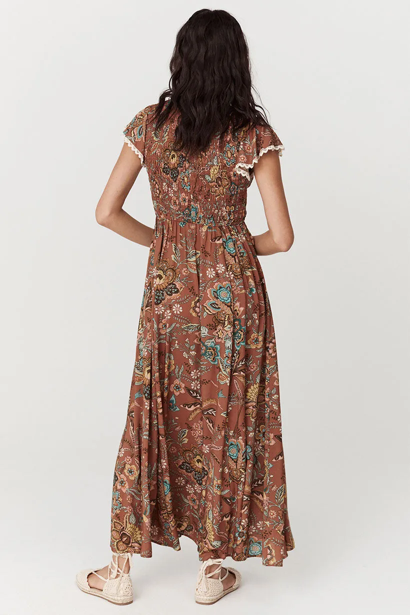Spell - Mojave Shirred Gown - Amber