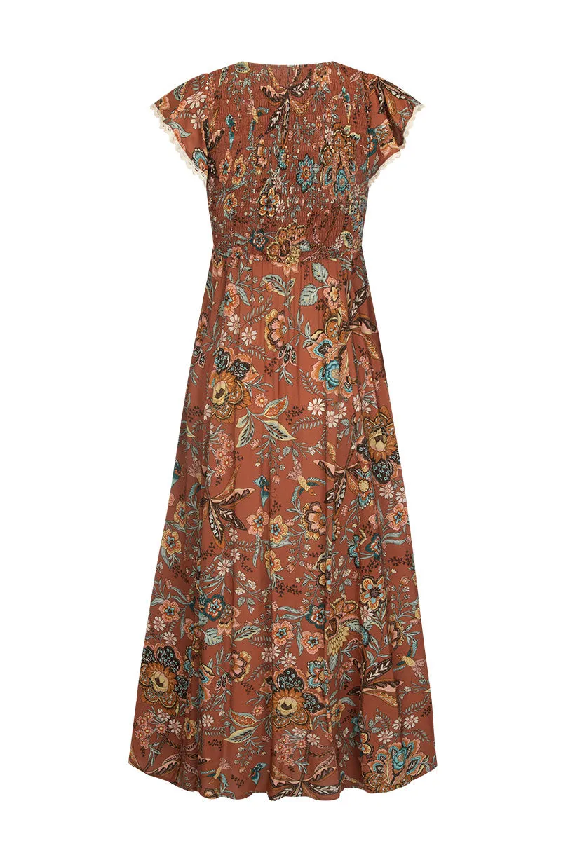 Spell - Mojave Shirred Gown - Amber