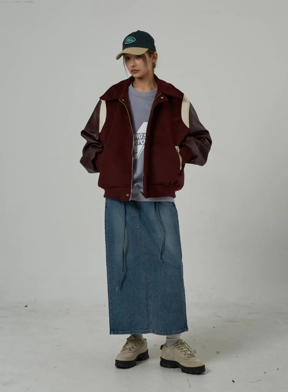 String Detail Maxi Denim Skirt CJ306