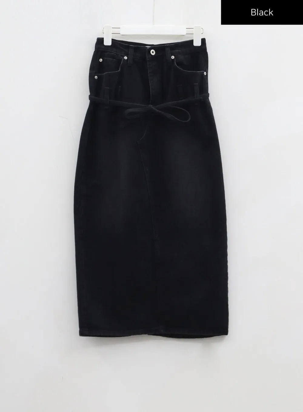 String Detail Maxi Denim Skirt CJ306
