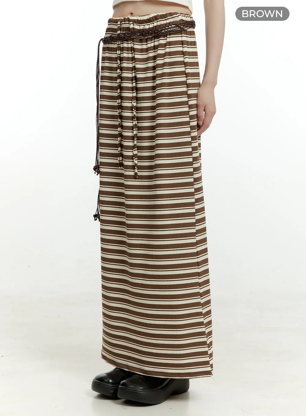 Stripe Banded Maxi Skirt CL426