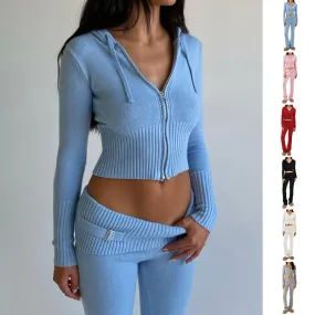 Sweater And High Waist Long Pants Set
