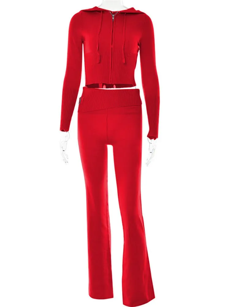 Sweater And High Waist Long Pants Set