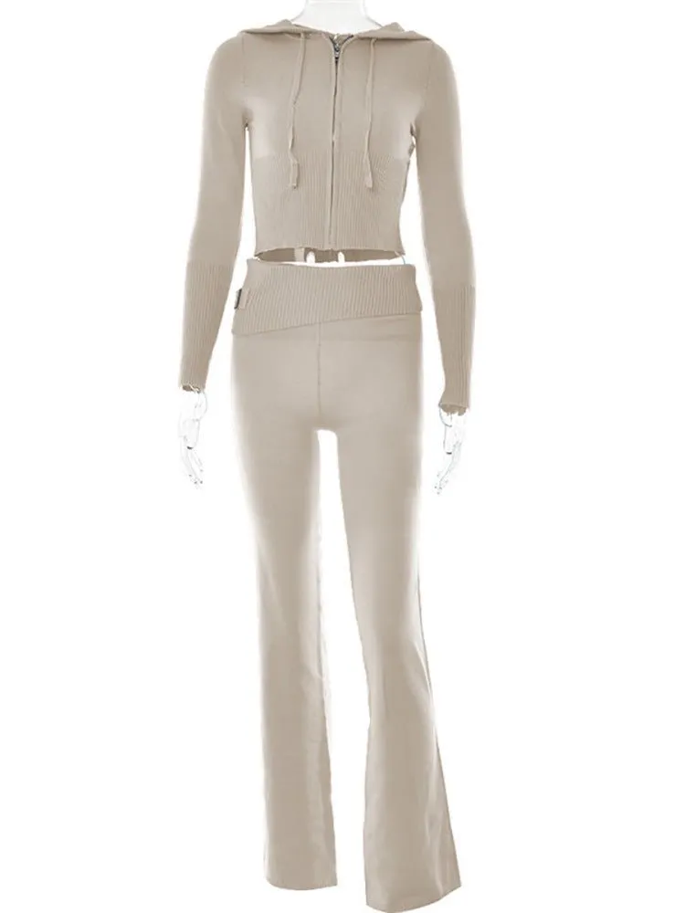 Sweater And High Waist Long Pants Set