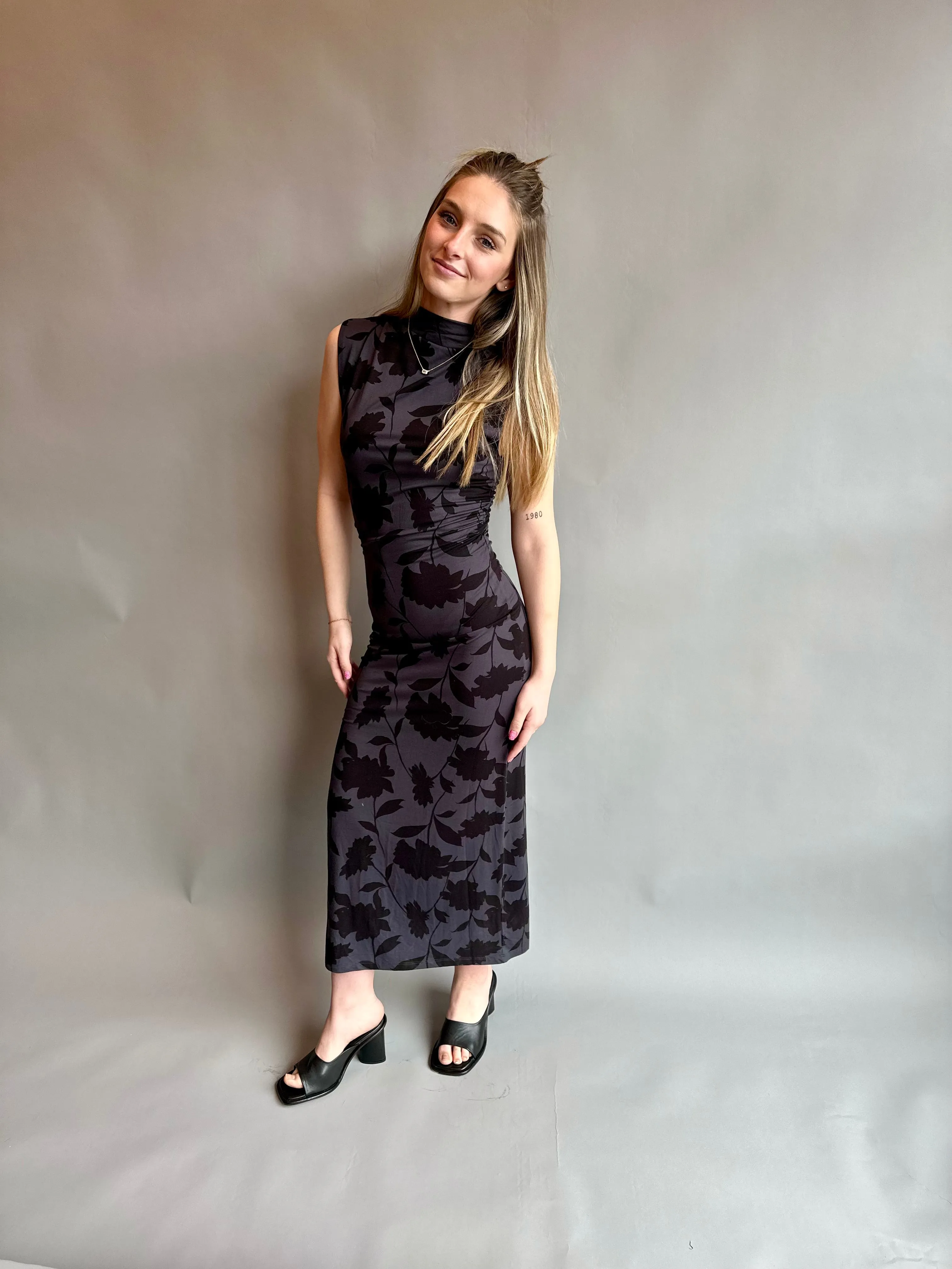 Tatum Shadow Floral Midi Dress